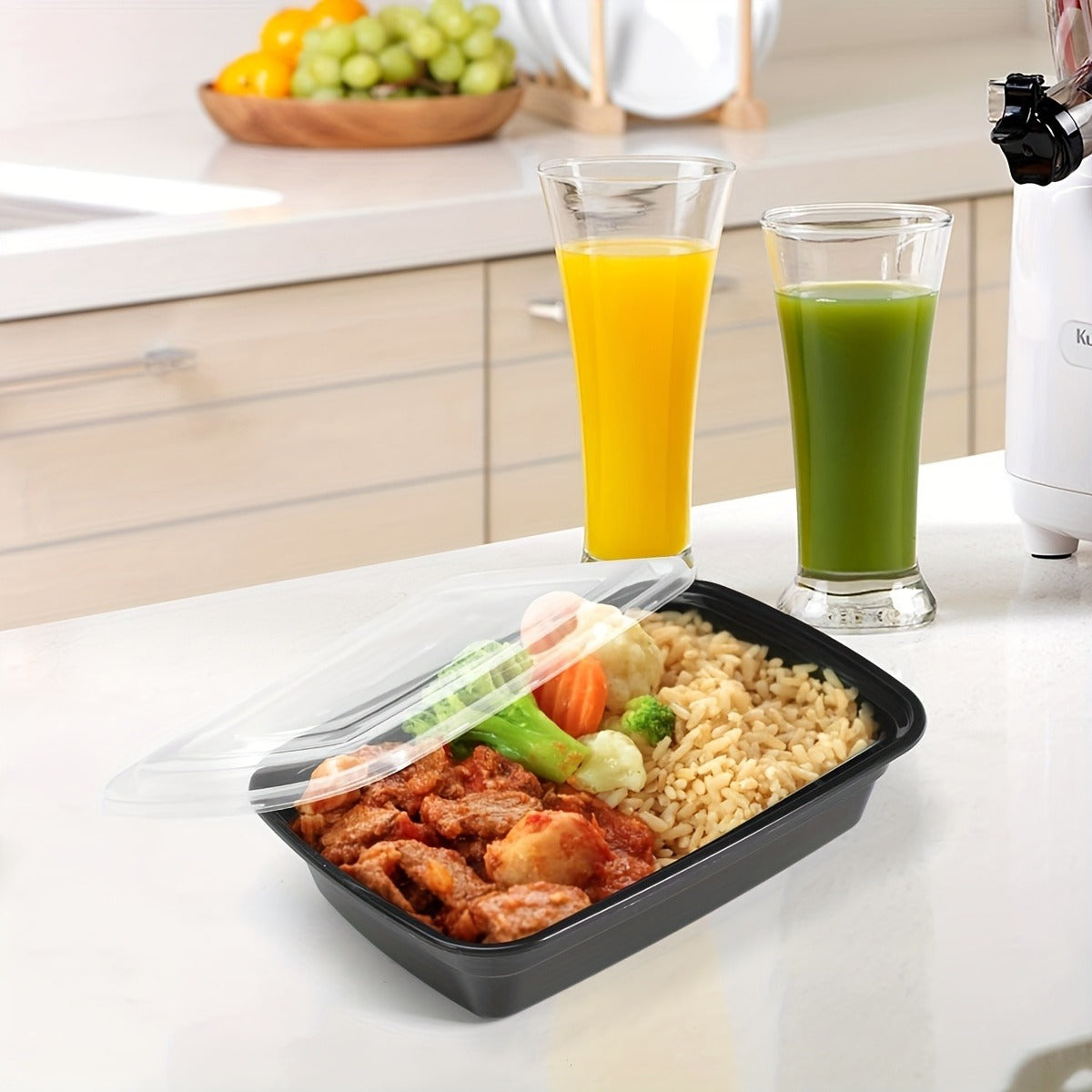 Reusable Meal Prep Container Microwave Safe Food Storage Container With Lid, 28 Oz - 1 Compartment Disposable Plastic Bento Box To Take Out