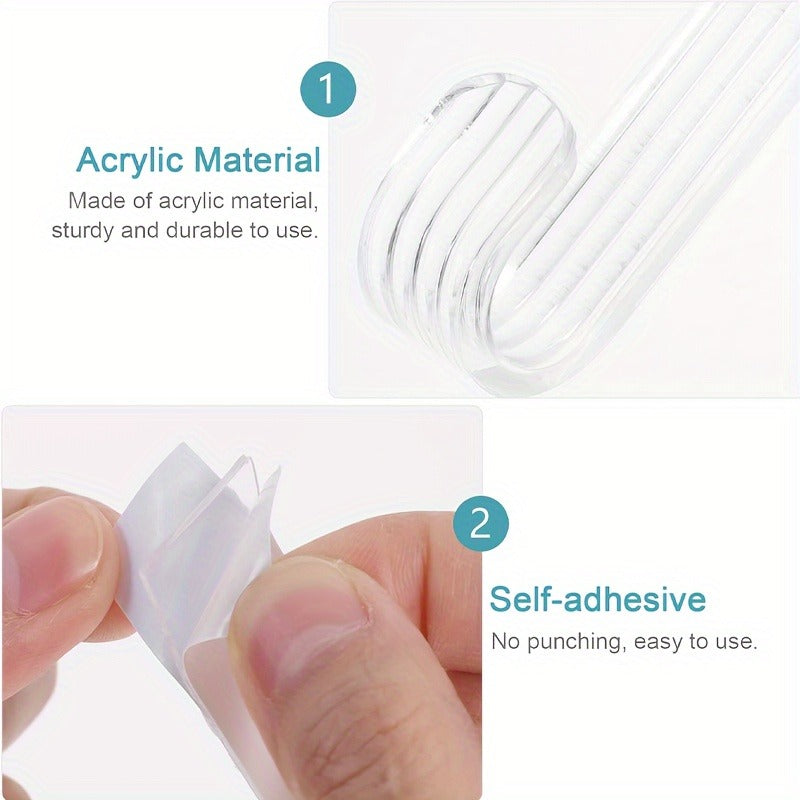 Transparent Acrylic Sticky Hooks, Wall-Mounted Easy to Install, No Need to Punch Holes, Strong Grip, Suitable for Bathrobes, Towels, Bathrooms, Bedrooms, Living Rooms, Storage Decorative, Utility Hooks