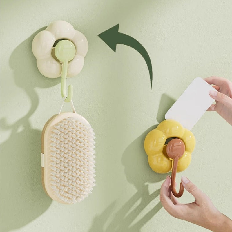 3 Pieces Sunflower Suction Cup Hooks - No Drilling Required, Traceless Wall Hooks, Strong Adhesion, Durable Plastic, Multi-Purpose, Suitable for Kitchen, Bathroom, Living Room, Bright Yellow Pink Green Flower Decoration, Practical Hooks
