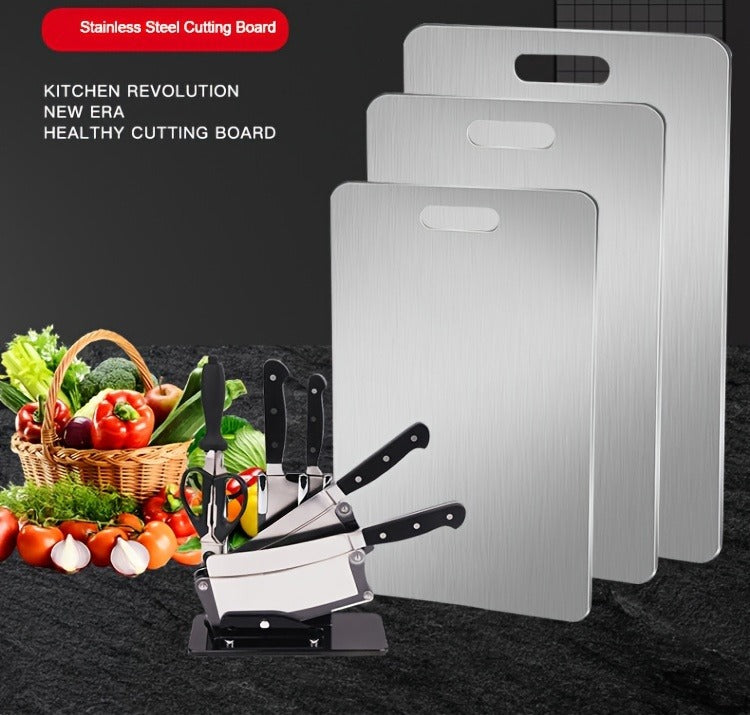 3pcs Premium Stainless Steel Cutting Boards Set - Durable, Easy to Clean, Kitchen-Ready, Space-Saving, Rust-Resistant, and BPA-Free for Safe Food