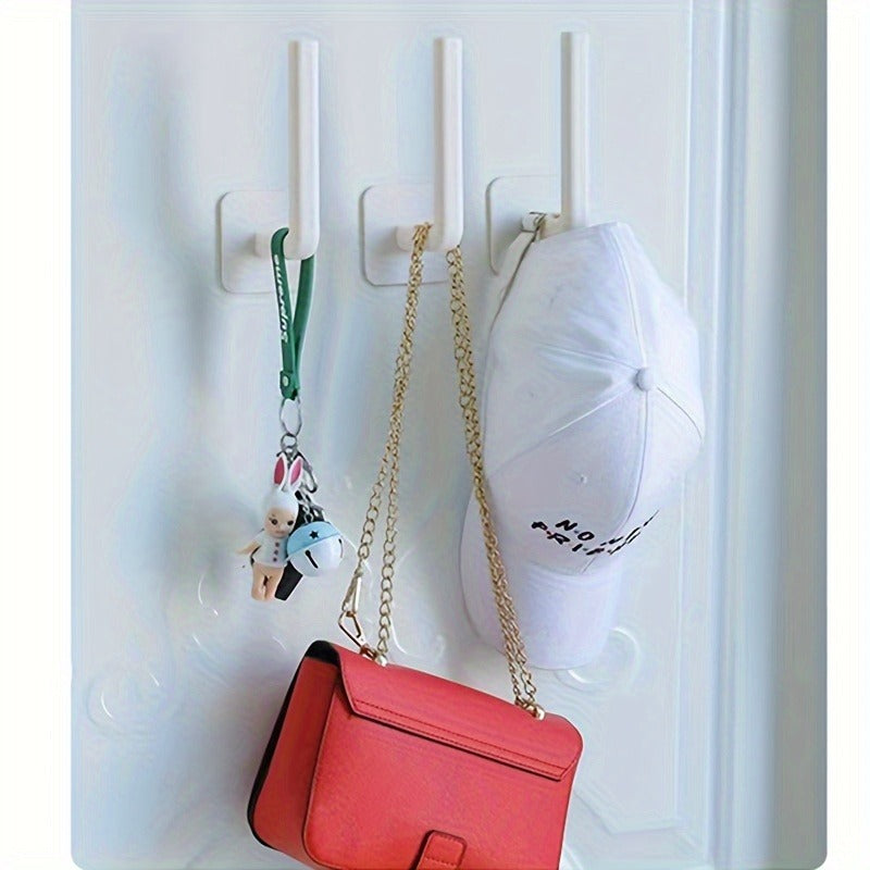 3/ 6pcs Household Multifunctional Long Handle Strong Self-Adhesive Hook, No Punching Design, Suitable for Kitchen, Bathroom And Other Scenarios, L-Shaped Practical Hook, Utility Hooks