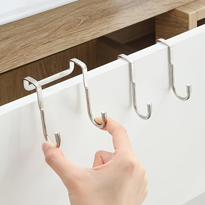 Silver S-Shaped Metal Over-the-Door Hook - 1pc Strong Load Capacity, Multi-Use, Easy Install, Wall Mount, Rust-Resistant, Space-Efficient for Kitchen, Dorm, Wardrobe, Shoe Cabinet