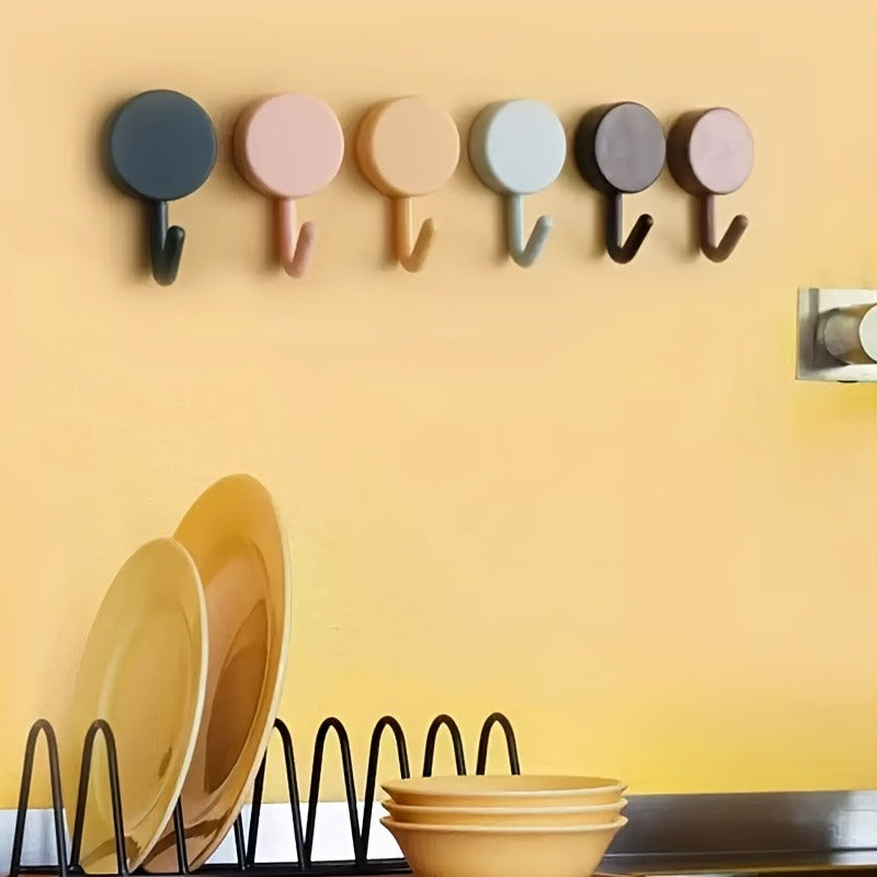 Self-Adhesive Wall Hooks - Convenient Wall Hooks For Home Storage - No Drilling Required For Hanging Coats, Bags, Towels And More Organizing Accessories With Strong Adhesive And Reusable Design