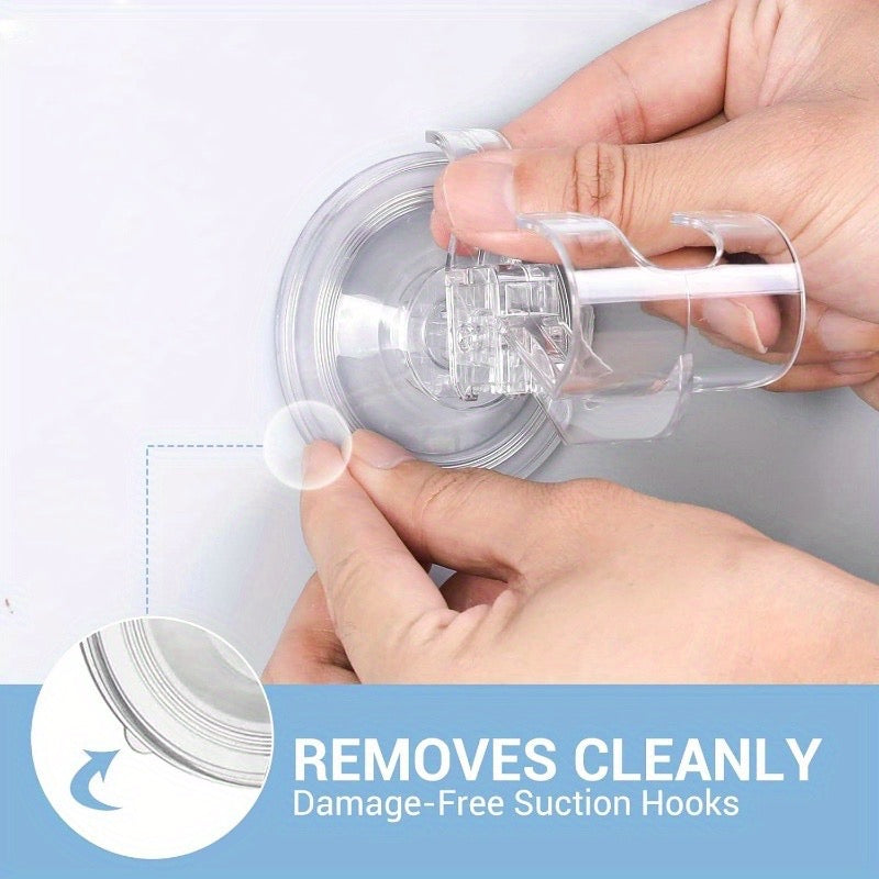 Large Suction Cup Hook Shower Shaver Holder - 2 Pack Heavy Duty Reusable Vacuum Shower Hooks - Damage-Proof Wall Hooks,