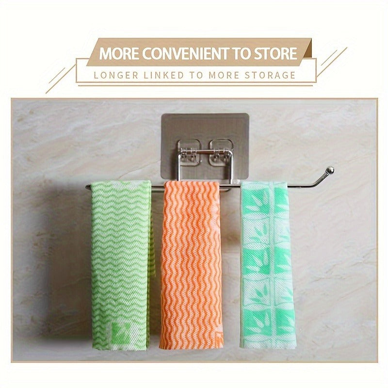 Durable stainless steel hooks, lazy hooks that do not require drilling, wall mounted cloth racks, tissue racks, suitable for kitchens, bathrooms, and offices. You can also purchase matching scouring pads