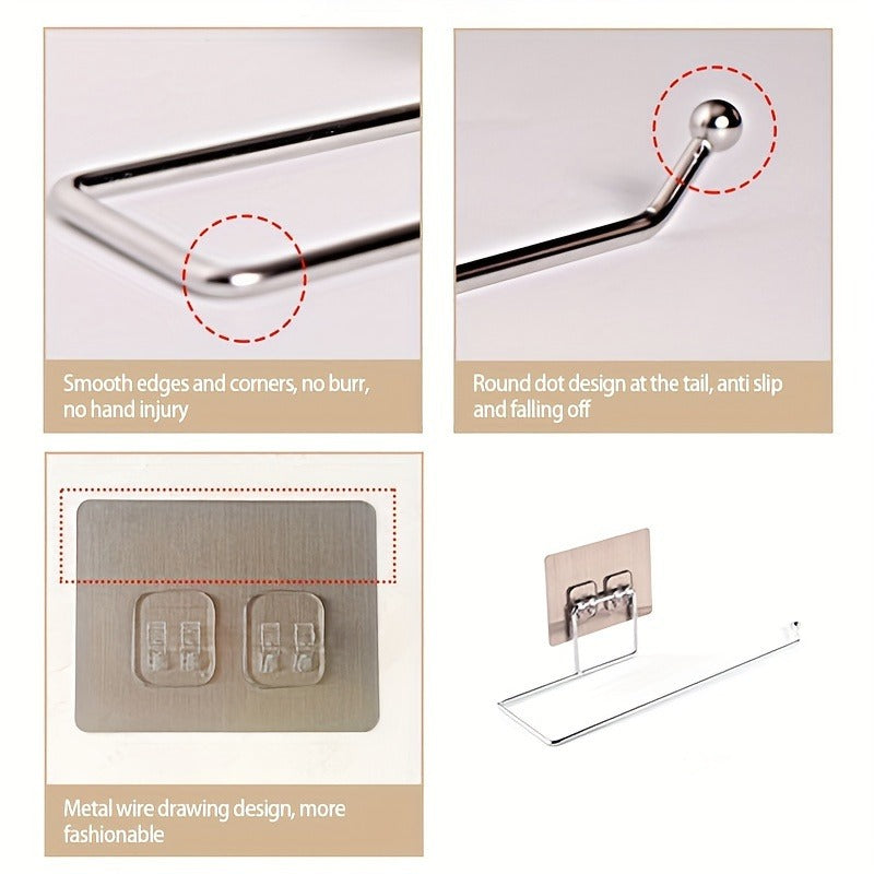 Durable stainless steel hooks, lazy hooks that do not require drilling, wall mounted cloth racks, tissue racks, suitable for kitchens, bathrooms, and offices. You can also purchase matching scouring pads