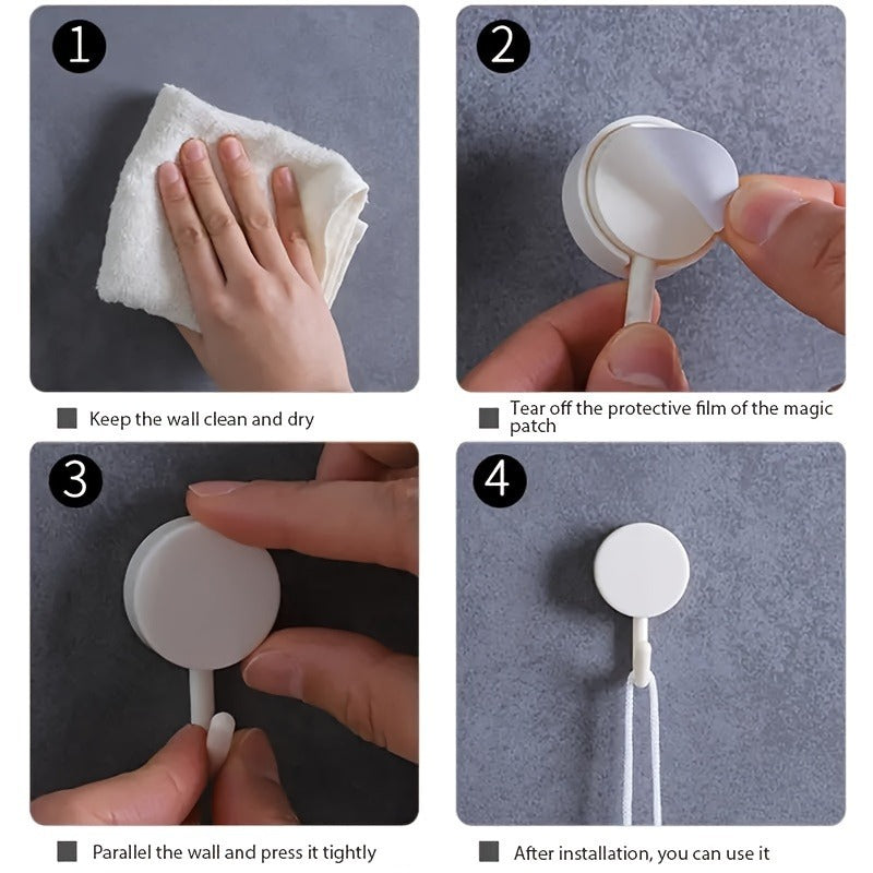 Self-Adhesive Wall Hooks - Convenient Wall Hooks For Home Storage - No Drilling Required For Hanging Coats, Bags, Towels And More Organizing Accessories With Strong Adhesive And Reusable Design
