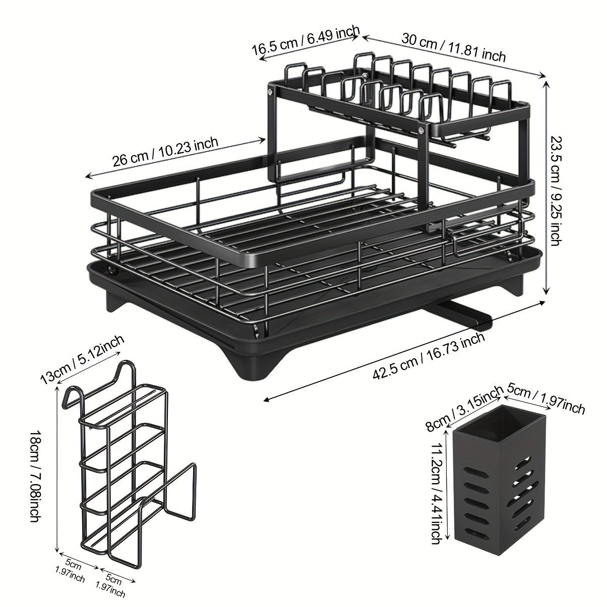 Deluxe 2-Tier Kitchen Carbon Steel Rack with Auto Drain, Knife Rack And Chopping Board Rack - Rust-Resistant Carbon Steel, Large Capacity, Easy to Clean, Ideal for Bowl And Chopstick Storage, Kitchen Storage Solution
