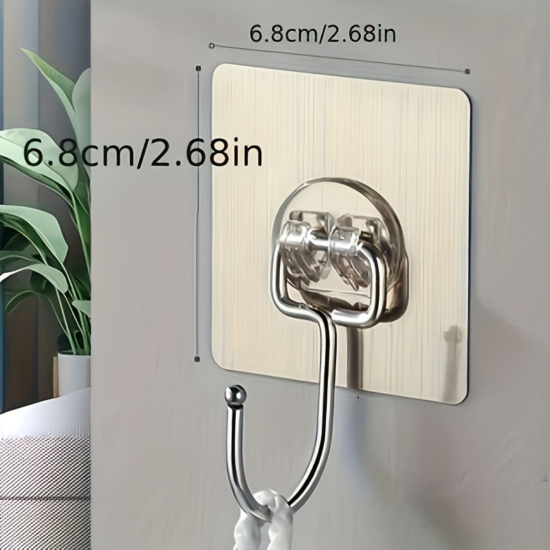 5pcs Of Hooks, Strong Adhesive, Wall Mounted, Transparent Hooks, No Punching Hooks, No Marks, Strong Load-bearing, Bathroom, Kitchen, Adhesive Hooks, Utility Hooks