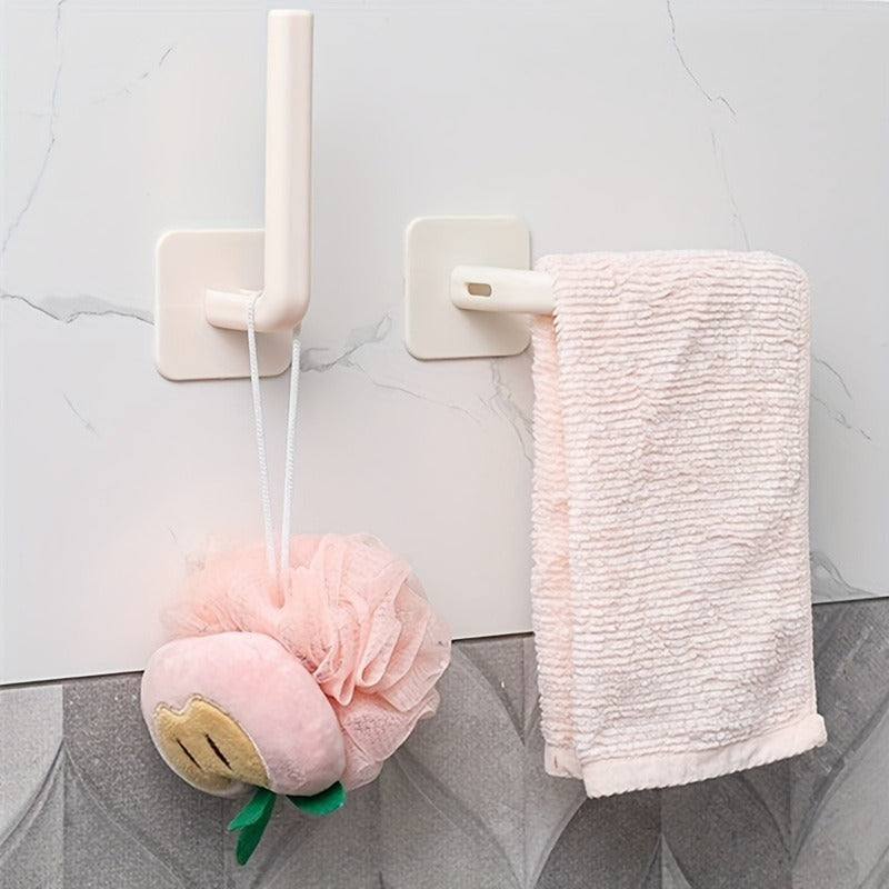 3/ 6pcs Household Multifunctional Long Handle Strong Self-Adhesive Hook, No Punching Design, Suitable for Kitchen, Bathroom And Other Scenarios, L-Shaped Practical Hook, Utility Hooks
