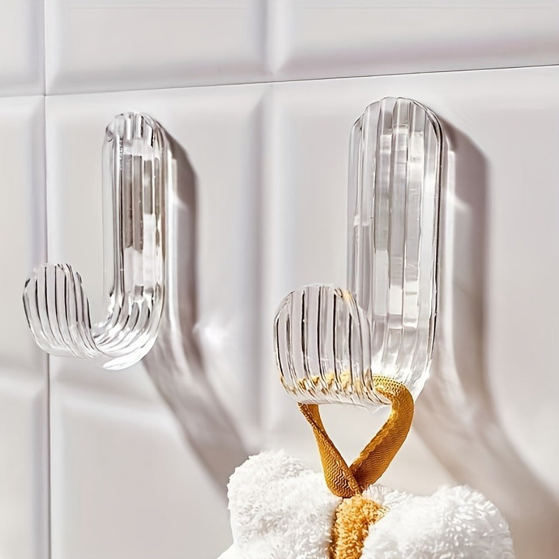 Transparent Acrylic Sticky Hooks, Wall-Mounted Easy to Install, No Need to Punch Holes, Strong Grip, Suitable for Bathrobes, Towels, Bathrooms, Bedrooms, Living Rooms, Storage Decorative, Utility Hooks