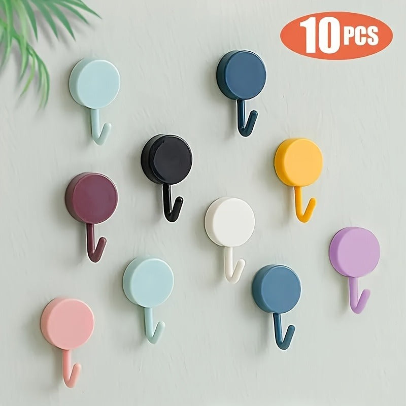 10 Pieces No-Drill Self-Adhesive Wall Hooks for Coat, Bag, Towel & More Home Storage Accessories