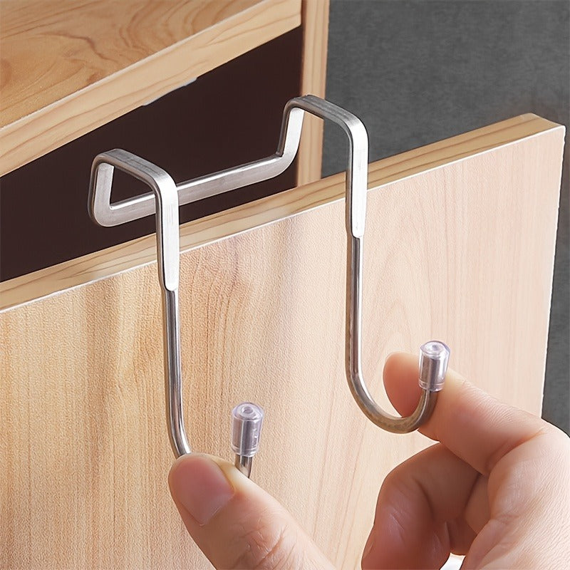 Silver S-Shaped Metal Over-the-Door Hook - 1pc Strong Load Capacity, Multi-Use, Easy Install, Wall Mount, Rust-Resistant, Space-Efficient for Kitchen, Dorm, Wardrobe, Shoe Cabinet