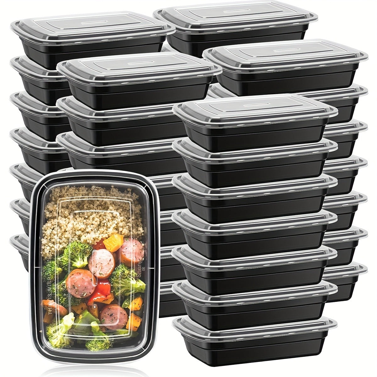 Reusable Meal Prep Container Microwave Safe Food Storage Container With Lid, 28 Oz - 1 Compartment Disposable Plastic Bento Box To Take Out