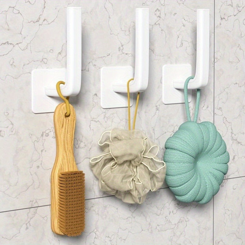 3/ 6pcs Household Multifunctional Long Handle Strong Self-Adhesive Hook, No Punching Design, Suitable for Kitchen, Bathroom And Other Scenarios, L-Shaped Practical Hook, Utility Hooks