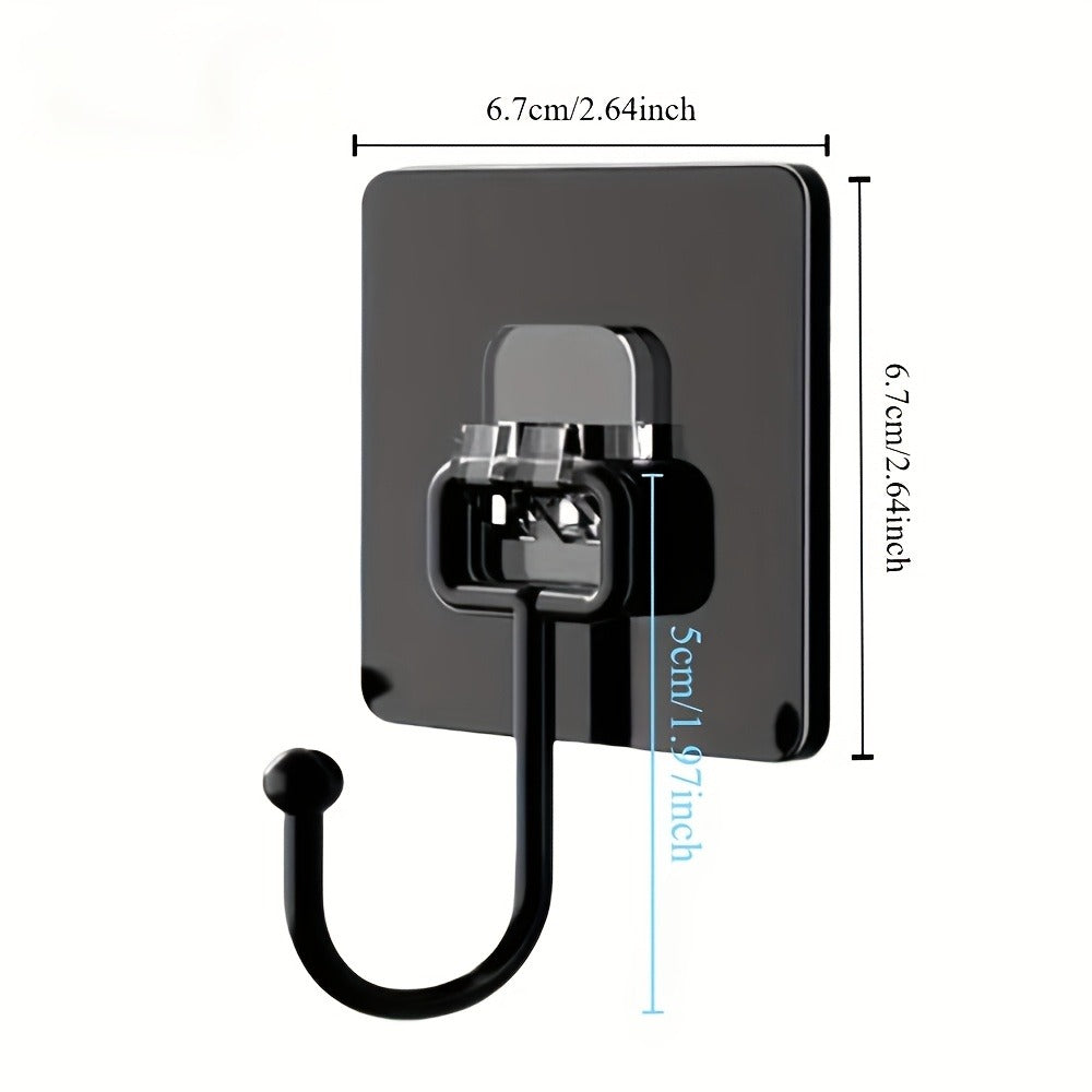 5pcs Strong Adhesive Rotating Waterproof Wall Hooks - Easy Installation, Sleek Black Design, Ideal for Kitchen & Bathroom Storage