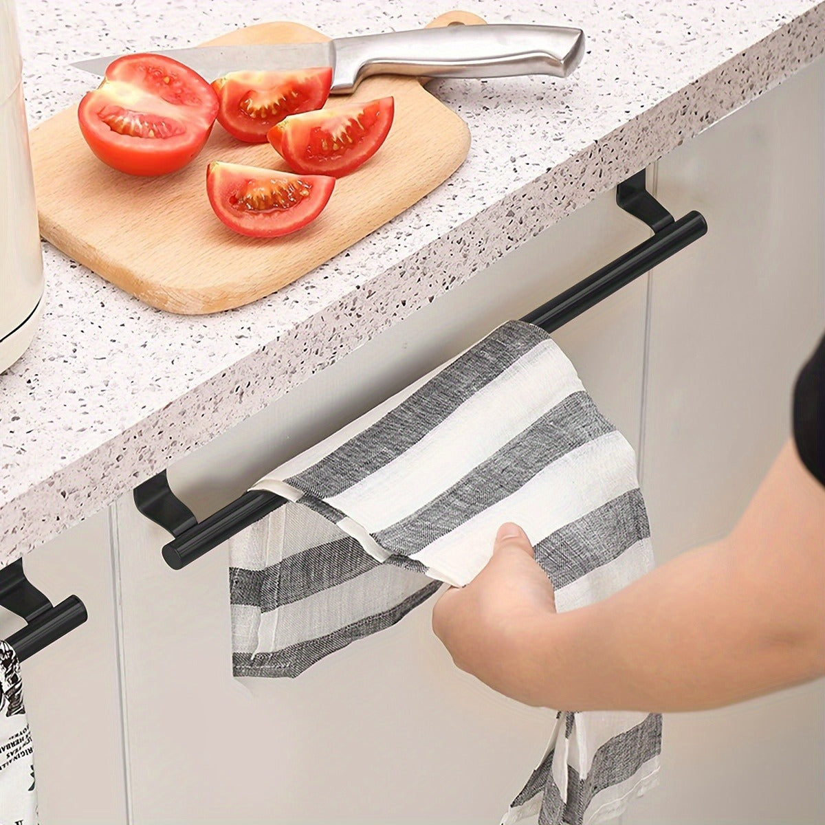 Stainless Steel Towel Bar - Punch-Free, Easy Installation. Hang It On Bedroom, Living Room, Kitchen, Or RV Cabinet Doors Or Behind Doors. Perfect For Towels, Bath Towels, And Cleaning Cloths.