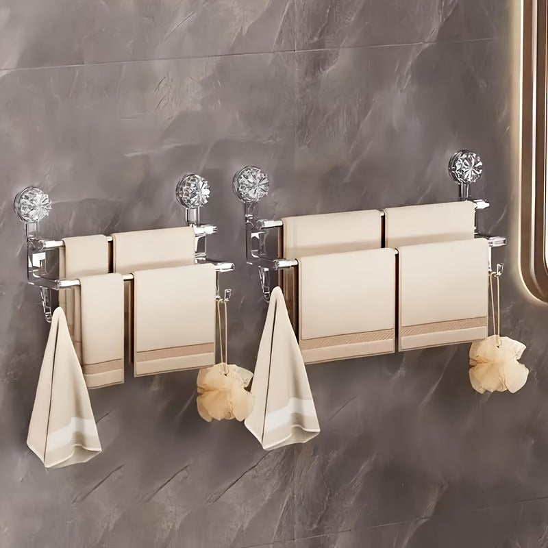 Suction Cup Towel Rack, Bathroom Storage Rack, Household Light Luxury Towel Storage With Hooks, Dry And Wet Towel Storage Rack