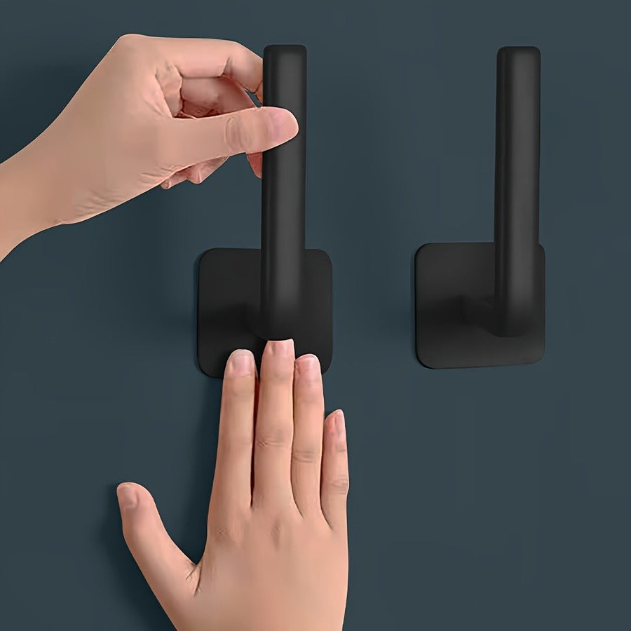 Non-Porous, And Easy-to-Install Solution For Foyer, Multi Functional Hole Free Adhesive Hook, Hole Free Black Seamless Hook Holder, L-shaped Strong Hook