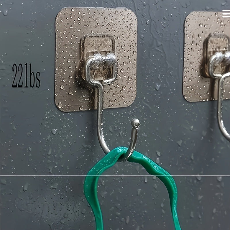 5pcs Of Hooks, Strong Adhesive, Wall Mounted, Transparent Hooks, No Punching Hooks, No Marks, Strong Load-bearing, Bathroom, Kitchen, Adhesive Hooks, Utility Hooks