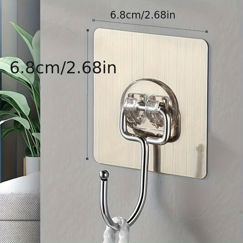 5pcs Heavy-Duty Non-Slip Adhesive Wall Hooks - No Drill Damage-Free Hanging, Space-Saving Strong Adhesive Backing for Kitchen, Restaurant, Office & Home Organization
