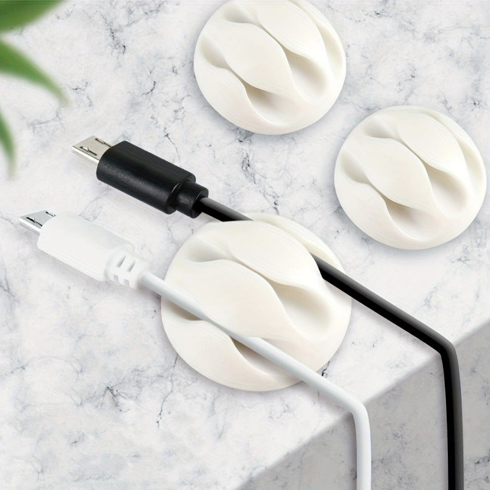Simple And Stylish Circular 3-channel Storage Clip - Desktop Charging Cable Organizer Buckle, Headphone Charging Cable Organizer, Self-adhesive USB Cable Holder, Mouse Cable Storage Box, Art Supplies, Utility Hooks