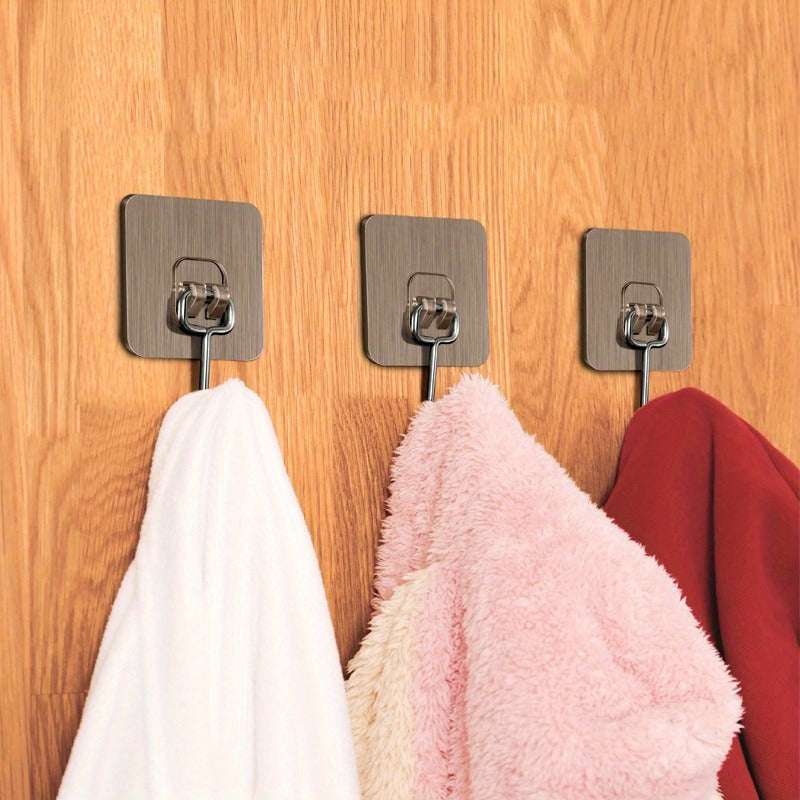 5pcs Heavy-Duty Non-Slip Adhesive Wall Hooks - No Drill Damage-Free Hanging, Space-Saving Strong Adhesive Backing for Kitchen, Restaurant, Office & Home Organization