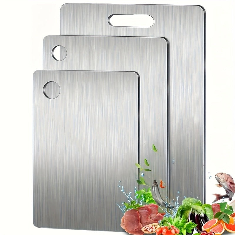 3pcs Premium Stainless Steel Cutting Boards Set - Durable, Easy to Clean, Kitchen-Ready, Space-Saving, Rust-Resistant, and BPA-Free for Safe Food