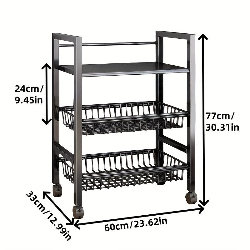 4-layer Rolling Metal Storage Cart With Wheels, Suitable For Microwave Ovens, Appliances, Seasoning Racks, Very Suitable For Storing Fruits, Vegetables, Tableware, Etc., Food Storage Room Storage Items And Storage Racks
