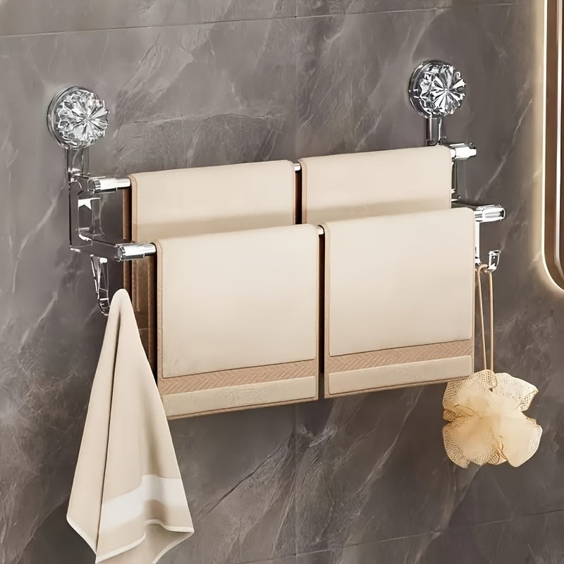 Suction Cup Towel Rack, Bathroom Storage Rack, Household Light Luxury Towel Storage With Hooks, Dry And Wet Towel Storage Rack