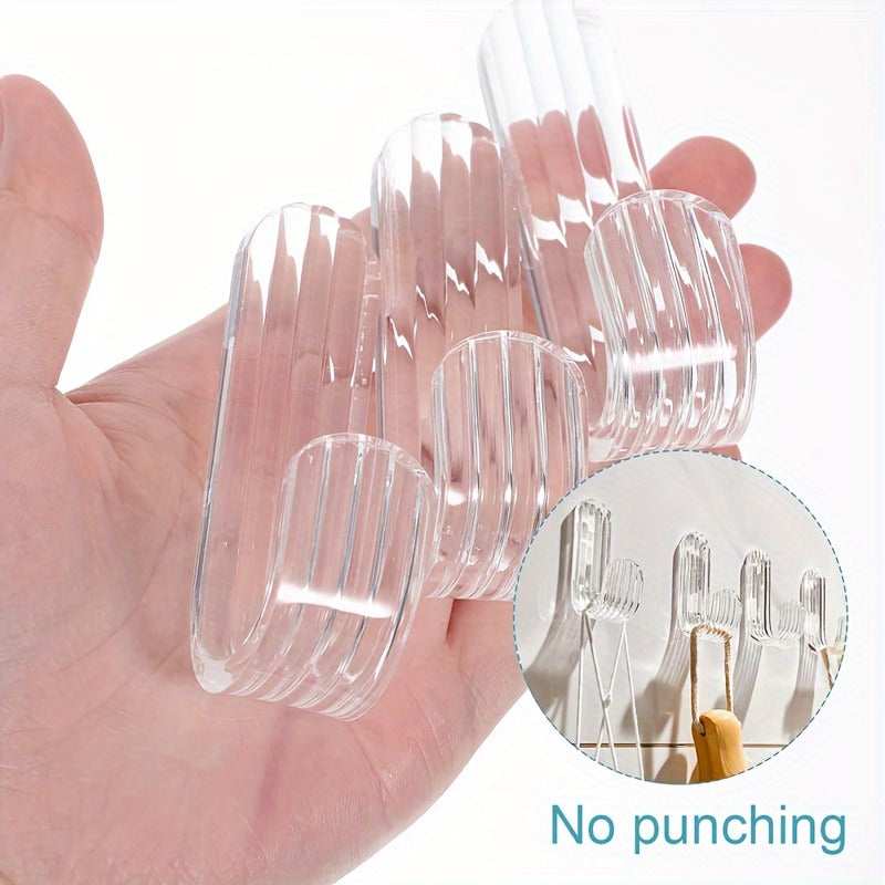 Transparent Acrylic Sticky Hooks, Wall-Mounted Easy to Install, No Need to Punch Holes, Strong Grip, Suitable for Bathrobes, Towels, Bathrooms, Bedrooms, Living Rooms, Storage Decorative, Utility Hooks