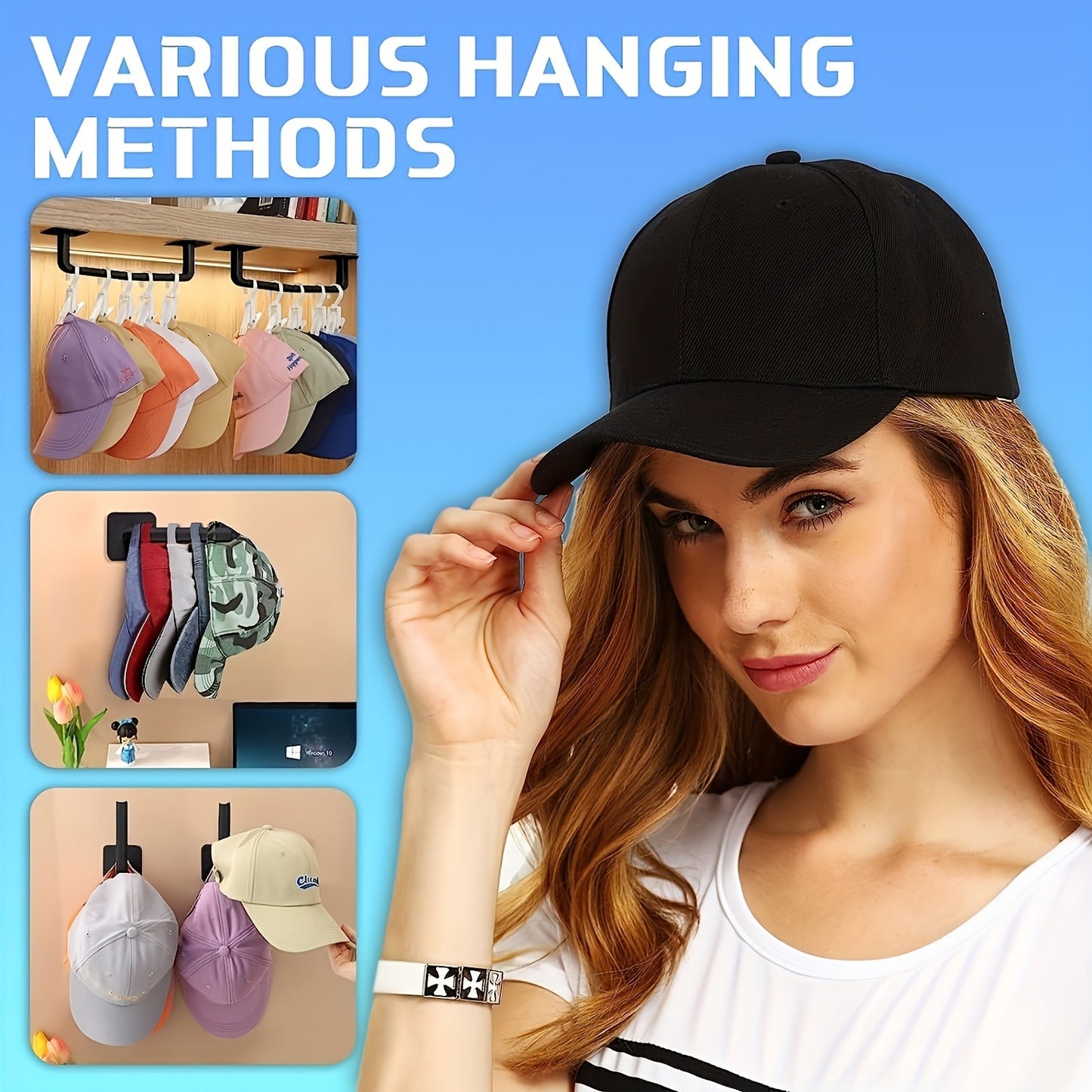 Self-Adhesive Hat And Towel Storage Hook - Space Saving Organizer For Entryway, Bathroom, Bedroom - Punch-Free And Versatile Household Hook