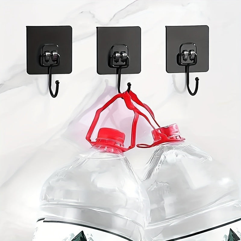 5pcs Strong Adhesive Rotating Waterproof Wall Hooks - Easy Installation, Sleek Black Design, Ideal for Kitchen & Bathroom Storage