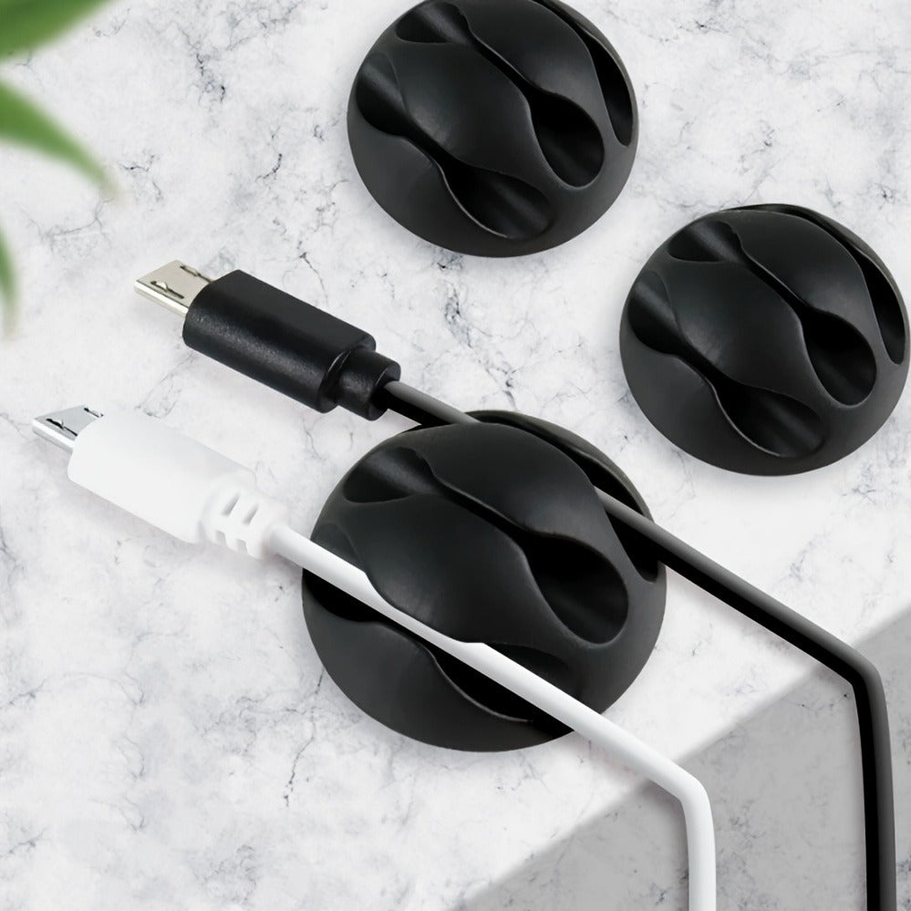 Simple And Stylish Circular 3-channel Storage Clip - Desktop Charging Cable Organizer Buckle, Headphone Charging Cable Organizer, Self-adhesive USB Cable Holder, Mouse Cable Storage Box, Art Supplies, Utility Hooks