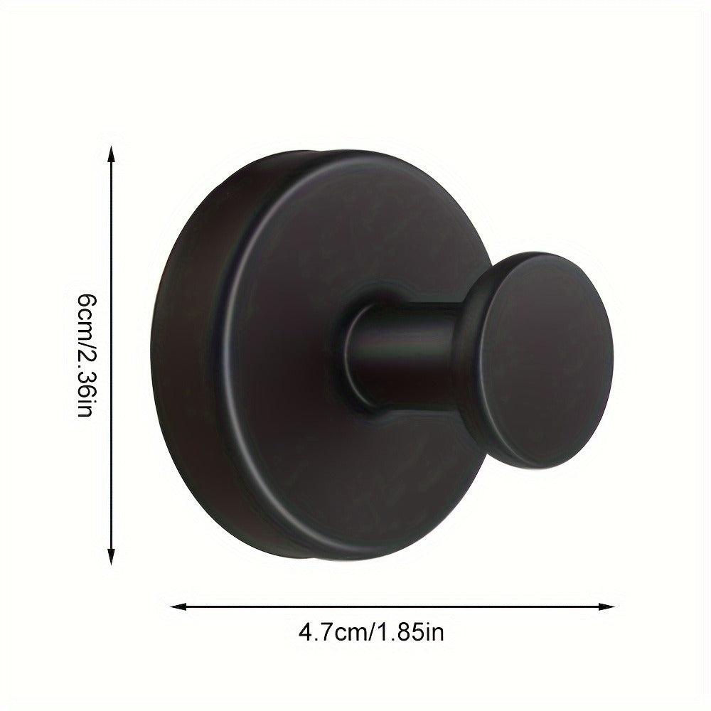 Stainless Steel Waterproof Suction Hooks - Anti-Slip Wall-Mounted Bathroom & Kitchen Hooks for Shower, Glass Windows, Tiles - Contemporary Black Finish, No-Drill Installation