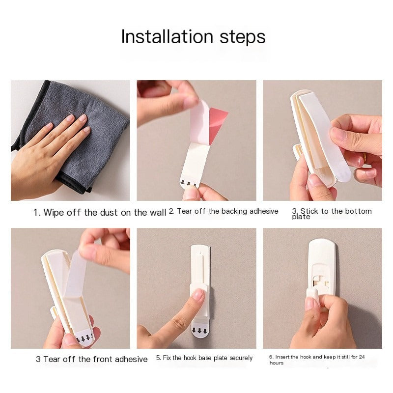 Large Practical Hook, Can Hold 11 Pounds (about 5 Kilograms), 10 Hooks and 16 Instruction Strips, No Damage Hanging Wall Hook with Adhesive Strip, No Tools Required to Glue Hook for Christmas Decoration