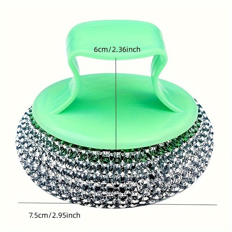 Stainless Steel Sponge Handle Brush, Replaceable Handle and Detachable Debris Ball, Dishwasher Cleaning Tool, Scratch-Free Nano, Household Residue-free Multi-purpose Kitchen Cleaning Tool