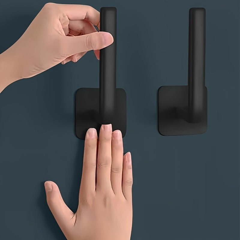 Non-Porous, And Easy-to-Install Solution For Foyer, Multi Functional Hole Free Adhesive Hook, Hole Free Black Seamless Hook Holder, L-shaped Strong Hook