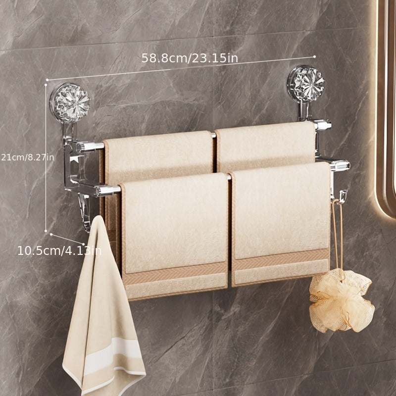 Suction Cup Towel Rack, Bathroom Storage Rack, Household Light Luxury Towel Storage With Hooks, Dry And Wet Towel Storage Rack