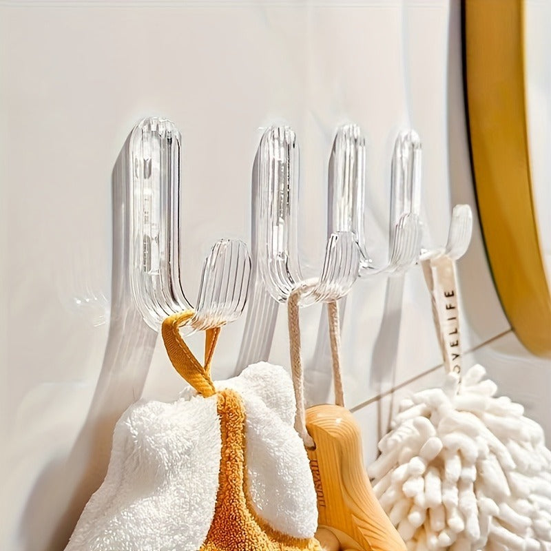 Transparent Acrylic Sticky Hooks, Wall-Mounted Easy to Install, No Need to Punch Holes, Strong Grip, Suitable for Bathrobes, Towels, Bathrooms, Bedrooms, Living Rooms, Storage Decorative, Utility Hooks