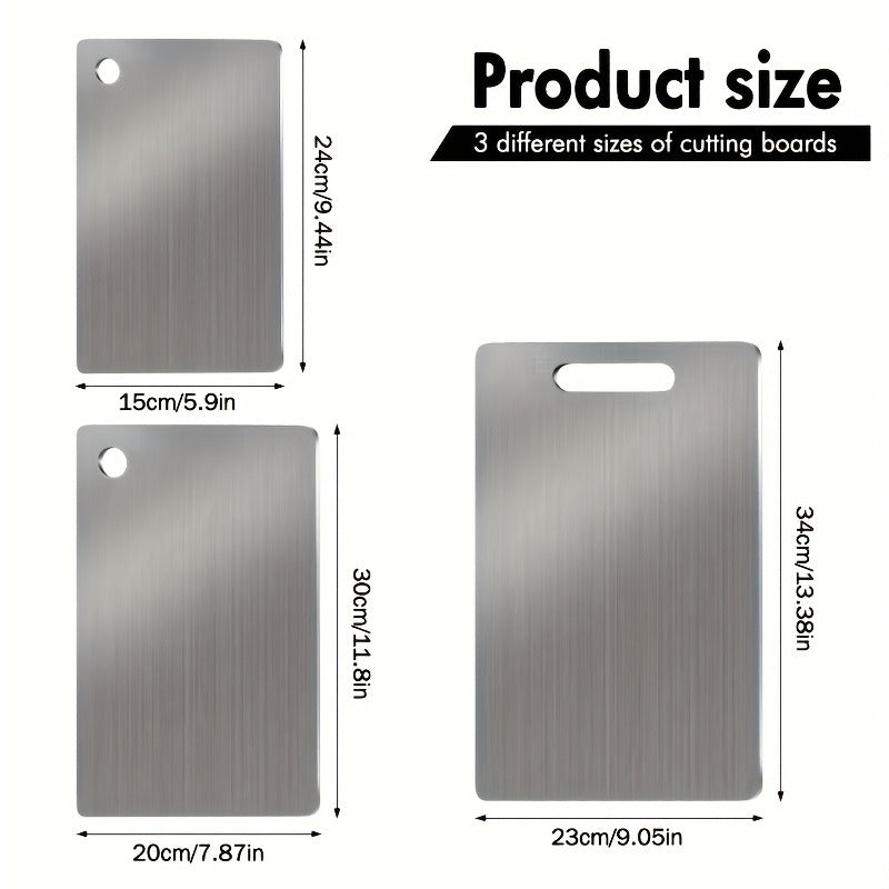 3pcs Premium Stainless Steel Cutting Boards Set - Durable, Easy to Clean, Kitchen-Ready, Space-Saving, Rust-Resistant, and BPA-Free for Safe Food