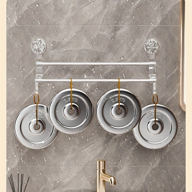 Suction Cup Towel Rack, Bathroom Storage Rack, Household Light Luxury Towel Storage With Hooks, Dry And Wet Towel Storage Rack