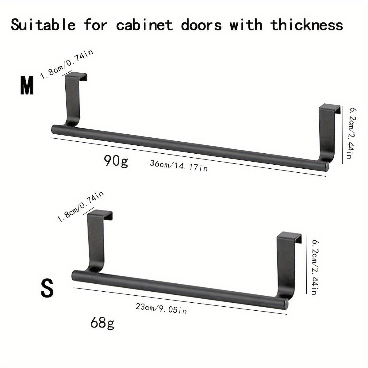Stainless Steel Towel Bar - Punch-Free, Easy Installation. Hang It On Bedroom, Living Room, Kitchen, Or RV Cabinet Doors Or Behind Doors. Perfect For Towels, Bath Towels, And Cleaning Cloths.