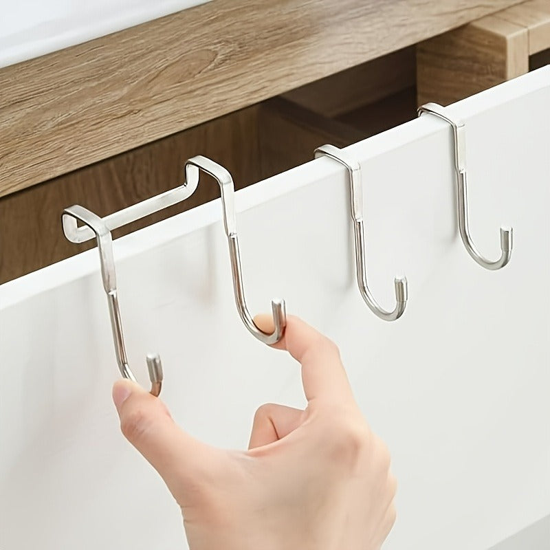 Silver S-Shaped Metal Over-the-Door Hook - 1pc Strong Load Capacity, Multi-Use, Easy Install, Wall Mount, Rust-Resistant, Space-Efficient for Kitchen, Dorm, Wardrobe, Shoe Cabinet