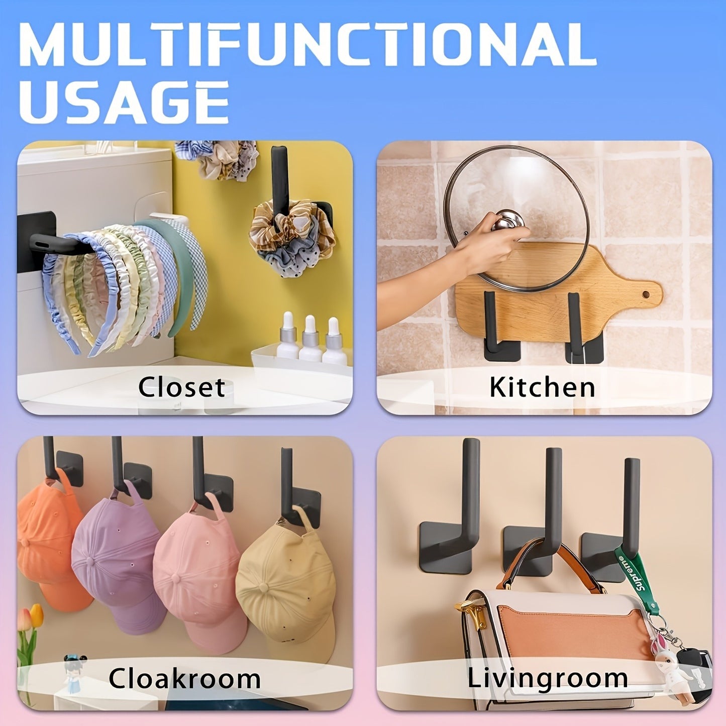 Self-Adhesive Hat And Towel Storage Hook - Space Saving Organizer For Entryway, Bathroom, Bedroom - Punch-Free And Versatile Household Hook