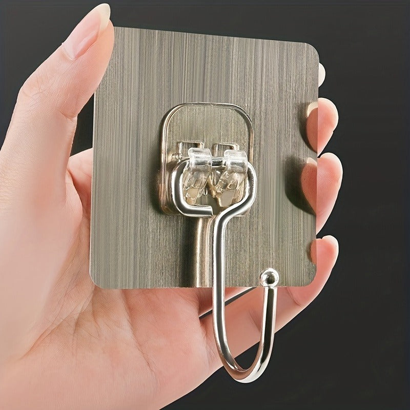 5pcs Heavy-Duty Non-Slip Adhesive Wall Hooks - No Drill Damage-Free Hanging, Space-Saving Strong Adhesive Backing for Kitchen, Restaurant, Office & Home Organization