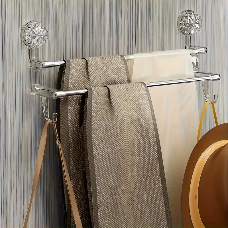 Suction Cup Towel Rack, Bathroom Storage Rack, Household Light Luxury Towel Storage With Hooks, Dry And Wet Towel Storage Rack
