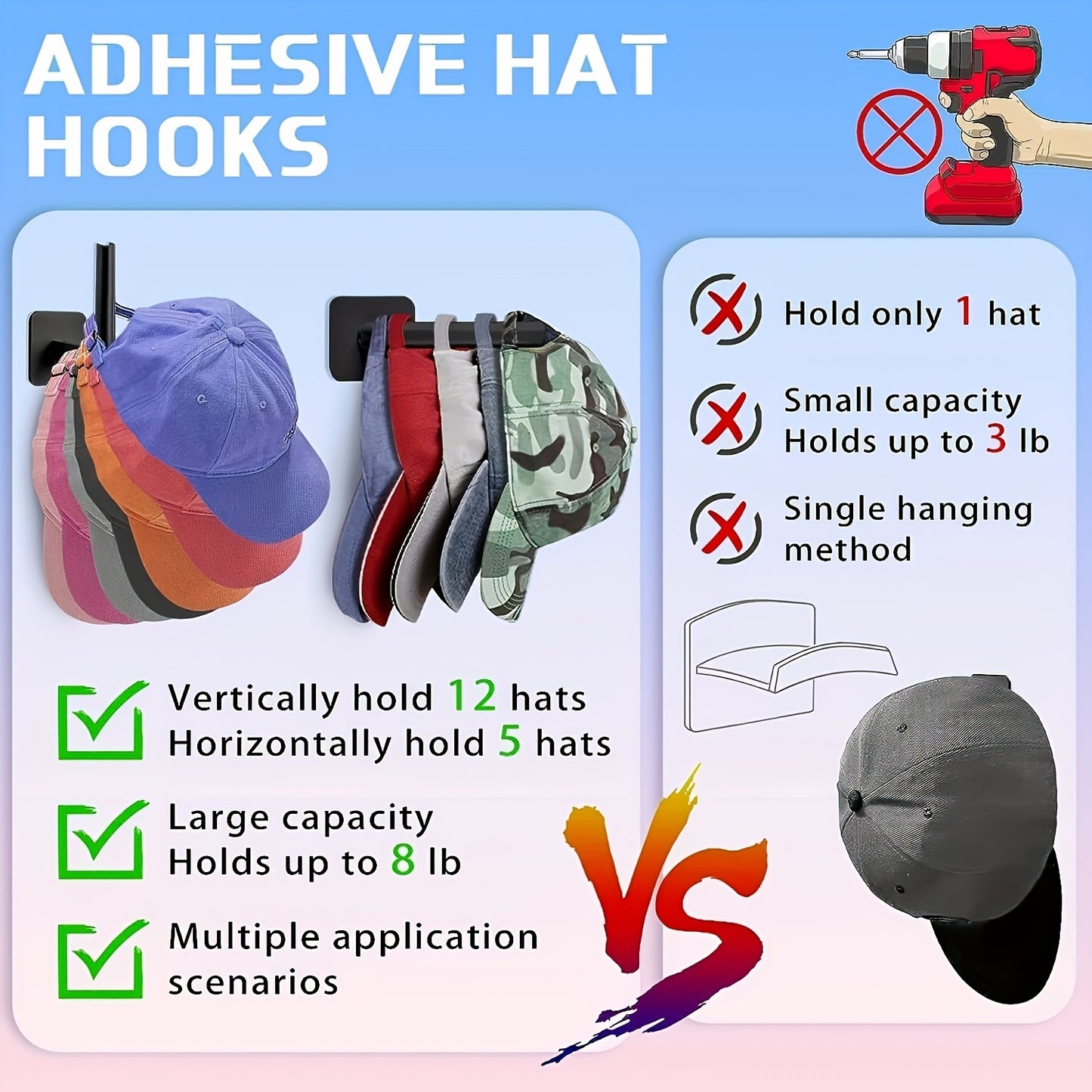 Self-Adhesive Hat And Towel Storage Hook - Space Saving Organizer For Entryway, Bathroom, Bedroom - Punch-Free And Versatile Household Hook