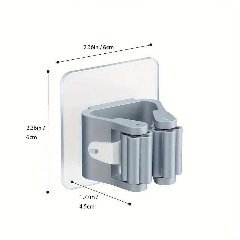 Easy-Install Wall-Mounted Mop & Broom Holder - Strong Adhesive, No-Drill Storage Rack For Home Organization, Utility Hooks