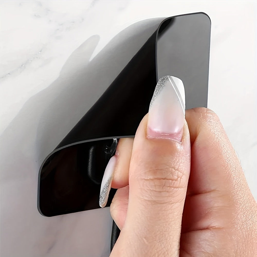 5pcs Strong Adhesive Rotating Waterproof Wall Hooks - Easy Installation, Sleek Black Design, Ideal for Kitchen & Bathroom Storage